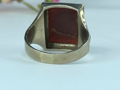 14 Karat bicolor Gold Vintage 3D Onyx Cameo Ring 9.3g s11 JR9703