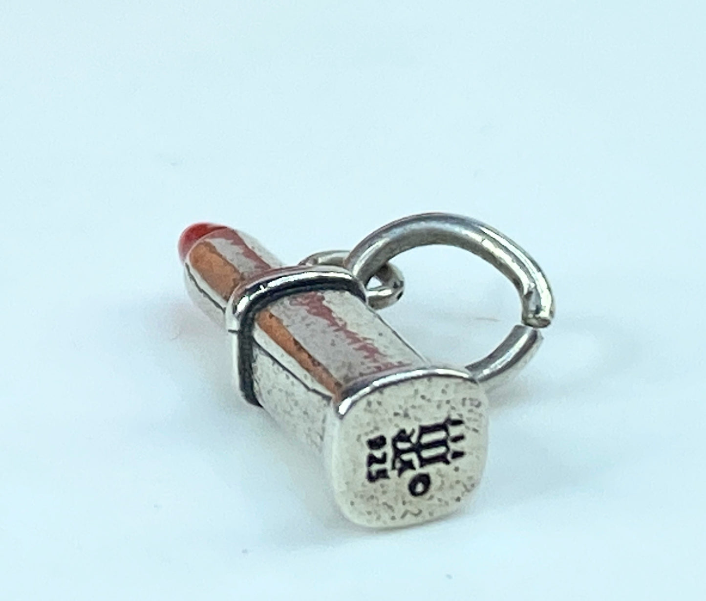 James Avery Retired sterling silver Red ceramic tip lipstick charm-rare JR859