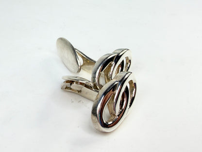 Vintage Tiffany 925 Script Logo Interlocking Plaque Cufflinks SS235
