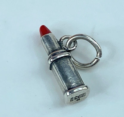 James Avery Retired sterling silver Red ceramic tip lipstick charm-rare JR859