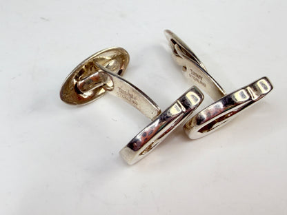 Vintage Tiffany 925 Script Logo Interlocking Plaque Cufflinks SS235