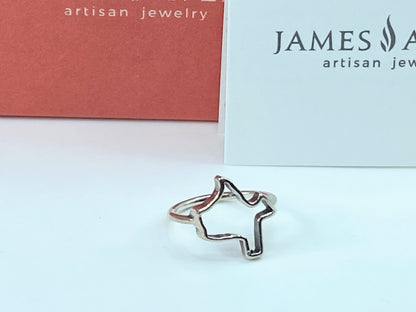 James Avery sterling silver Hammered Texas State line ring s7.75 2.5g JR860
