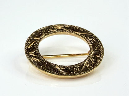 Antique Early 1900s 14K Gold Openwork Floral Circle Brooch Pin 3.9g 1 1/8"JR2199