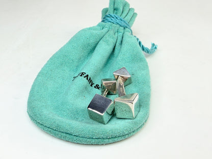 Vintage Tiffany Sterling Silver Architectural Cube Cufflinks Frank Gehry SS236