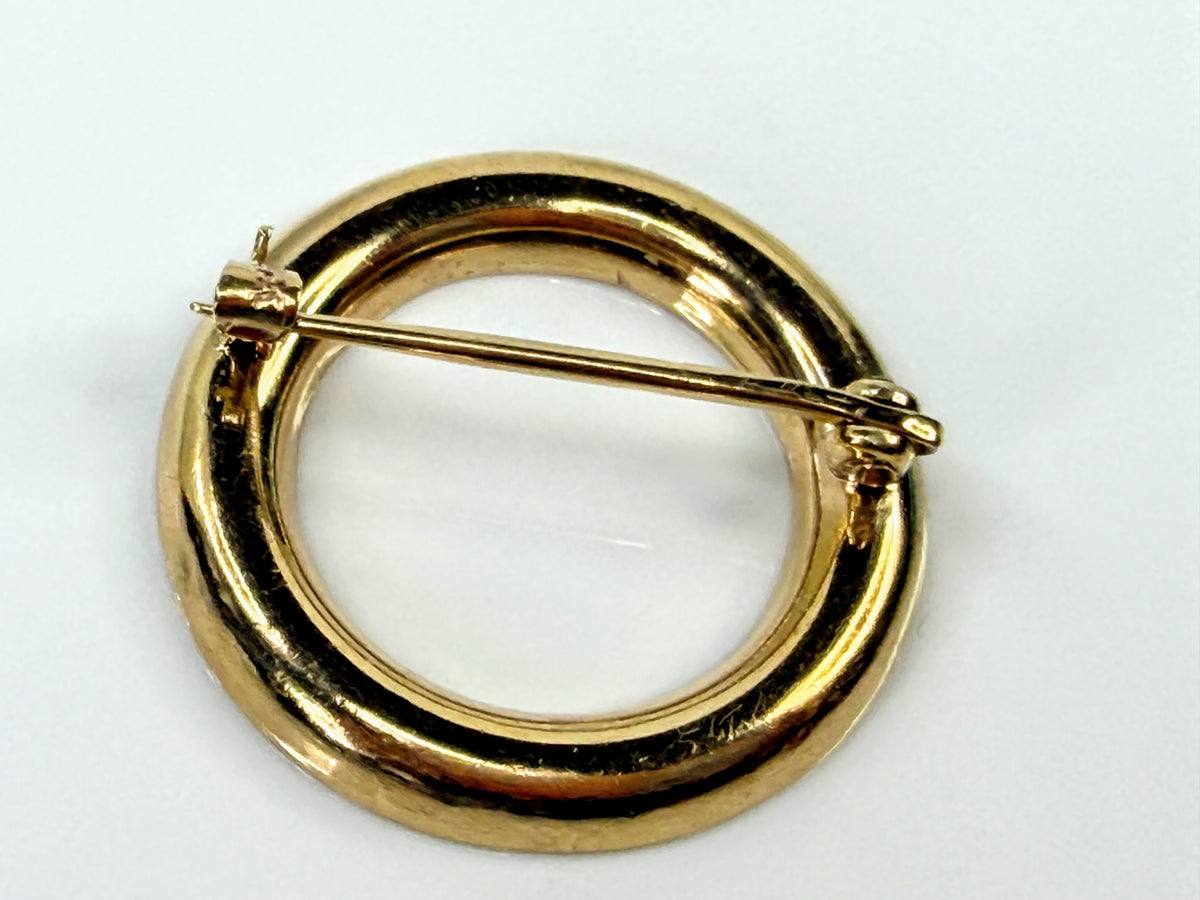 Antique Early 1900s 14K Gold Openwork Floral Circle Brooch Pin 3.9g 1 1/8"JR2199