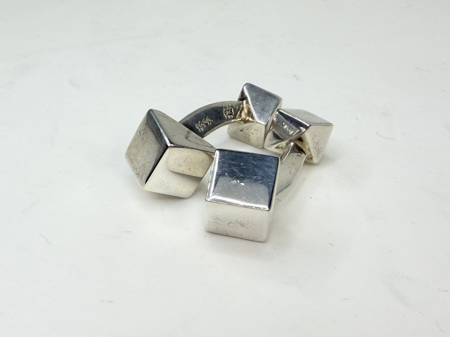 Vintage Tiffany Sterling Silver Architectural Cube Cufflinks Frank Gehry SS236