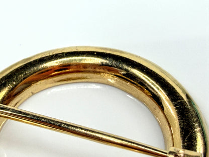 Antique Early 1900s 14K Gold Openwork Floral Circle Brooch Pin 3.9g 1 1/8"JR2199