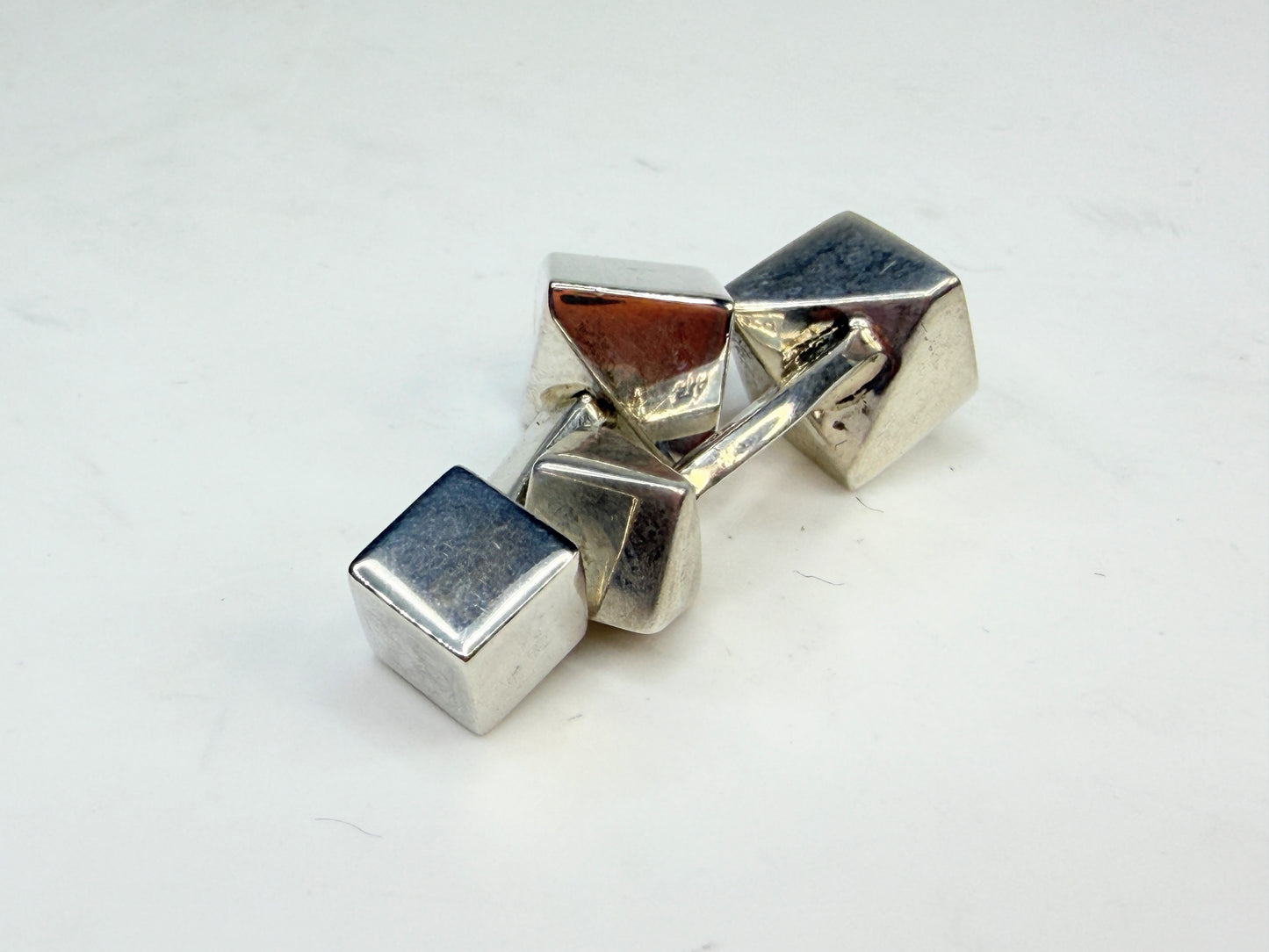 Vintage Tiffany Sterling Silver Architectural Cube Cufflinks Frank Gehry SS236