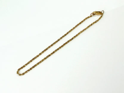 14K Yellow Gold 1.5mm Rope Chain Bracelet 7"-7.25" 1.5g JR2210