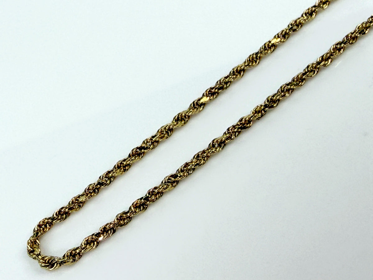 14K Yellow Gold 1.5mm Rope Chain Bracelet 7"-7.25" 1.5g JR2210
