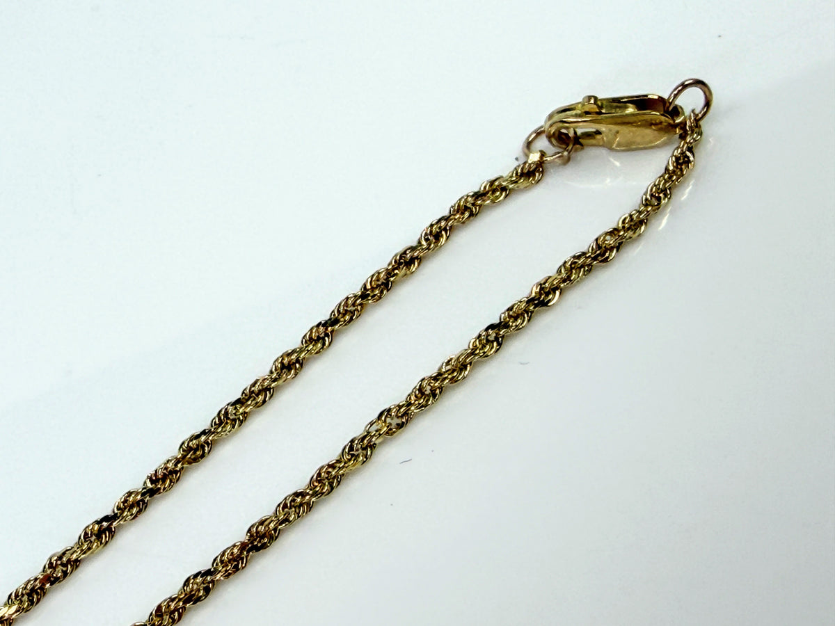 14K Yellow Gold 1.5mm Rope Chain Bracelet 7"-7.25" 1.5g JR2210