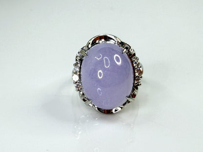 Vintage Platinum 16.97ct Natural Lavender Jade Diamond Cocktail Ring s6 14.7g JR2202