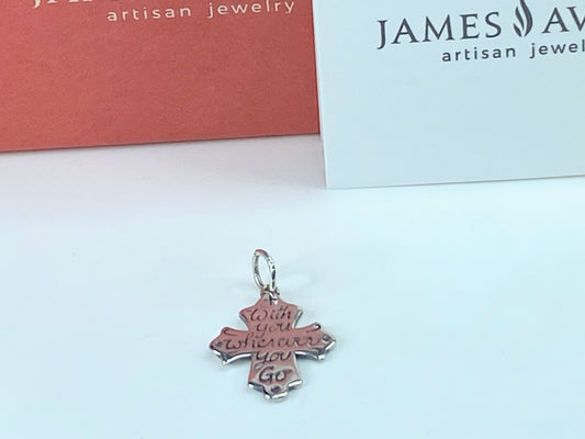 James Avery Sterling His promise "With You Wherever You Go Cross" Charm JR856