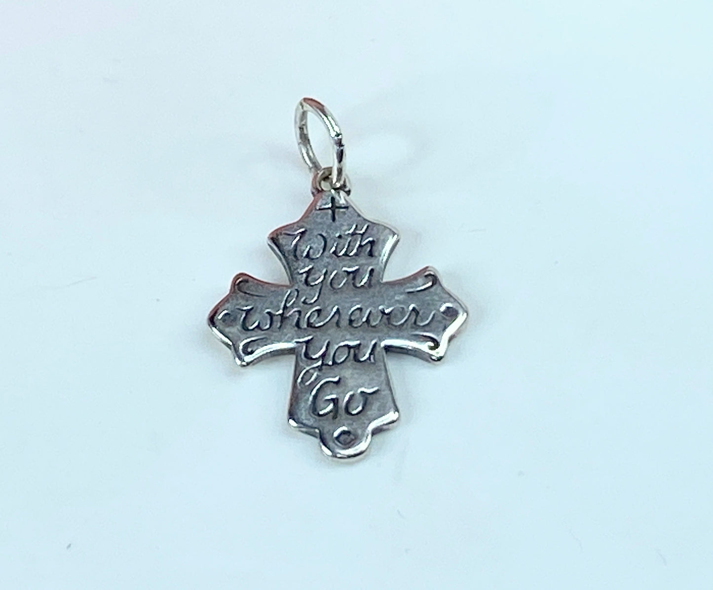 James Avery Sterling His promise "With You Wherever You Go Cross" Charm JR856