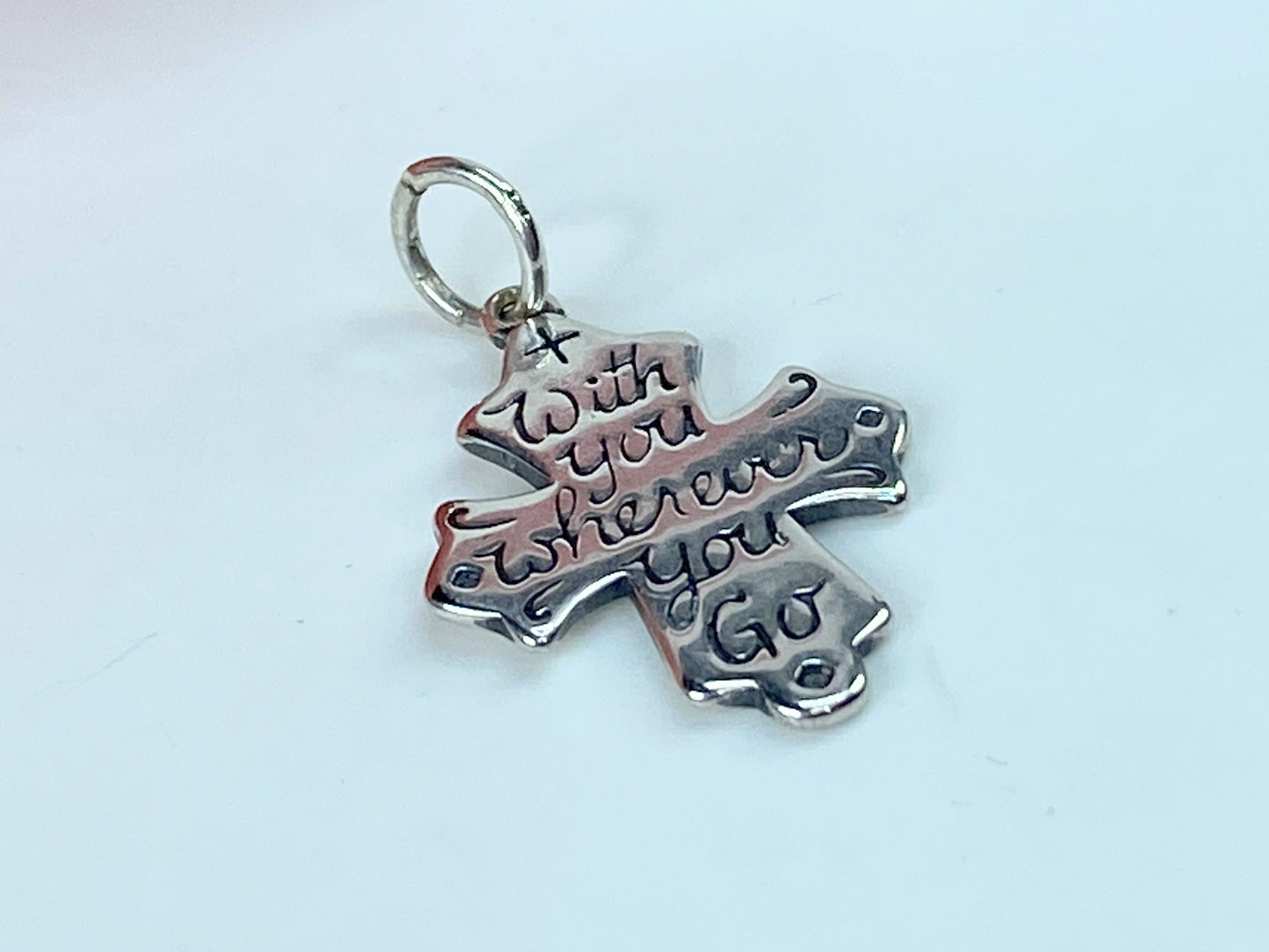 James Avery Sterling His promise "With You Wherever You Go Cross" Charm JR856