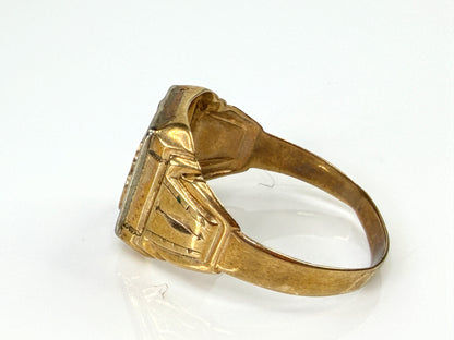 Antique 10K Two Tone Gold Ruby Initial B Signet Ring Size 11 3.5g 3.5g JR2203