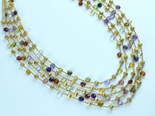 Marco Bicego gold and Five strands gemstone Paradise necklace