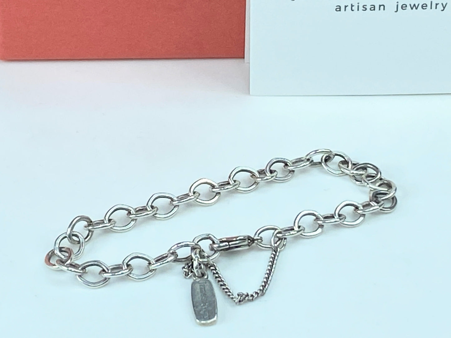 James Avery Forged 6.5mm Sterling Silver Link Charm Bracelet 8.1g 7.5" JR864