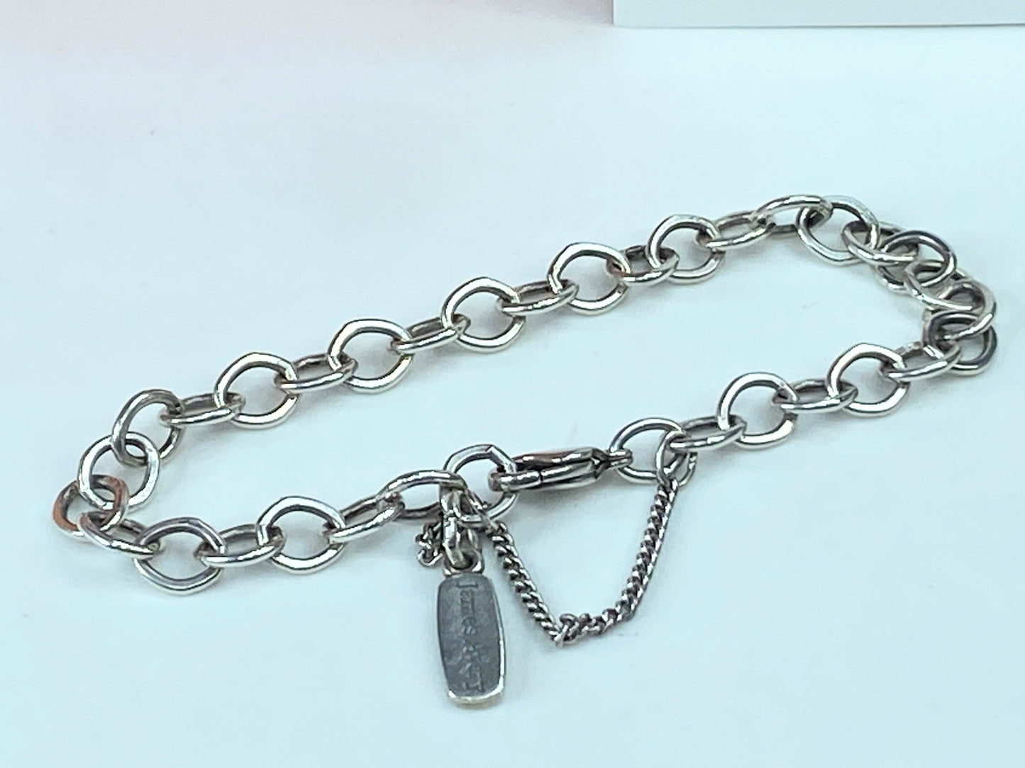 James Avery Forged 6.5mm Sterling Silver Link Charm Bracelet 8.1g 7.5" JR864
