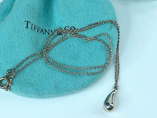 Tiffany & Co Silver Peretti Teardrop Lariat Necklace Pendant necklace 3g JR9725