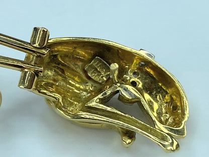 Italy Designer 18K gold enamel diamond Running Panther motif suite