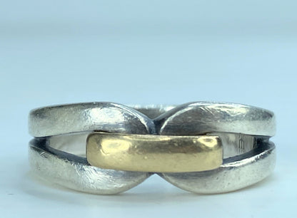 James Avery Sterling Silver & 14k Yellow Gold Ring 8.5g s8.75 with box JR239