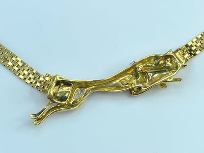 Italy Designer 18K gold enamel diamond Running Panther motif suite