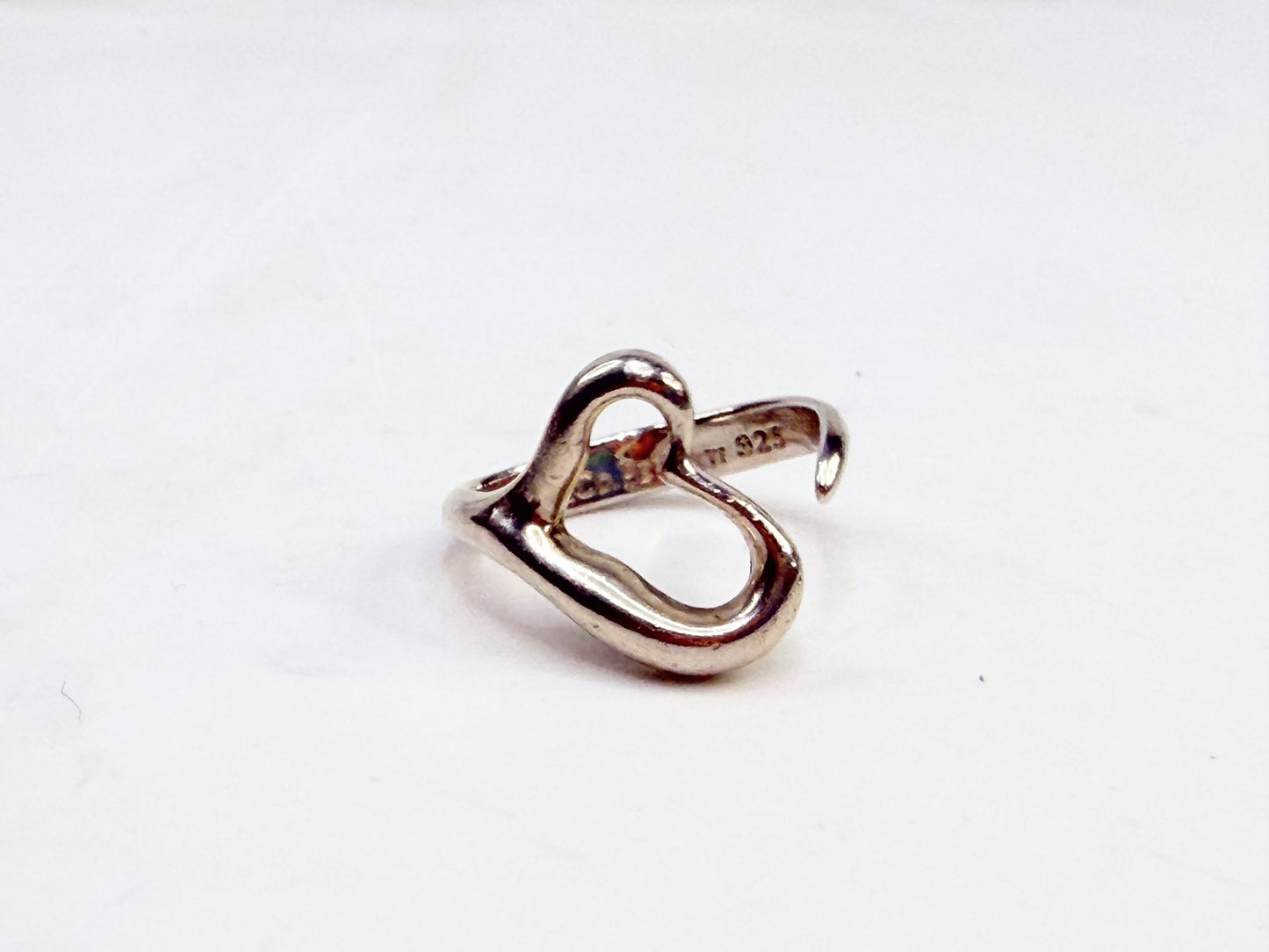 Tiffany Elsa Peretti Open Heart Ring Silver Sz6 JR1411