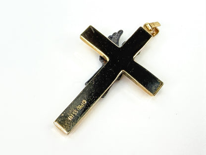 Vintage 14K Gold Sterling Silver Praying Angel Cross Pendant 1.7g 1.5"JR2208