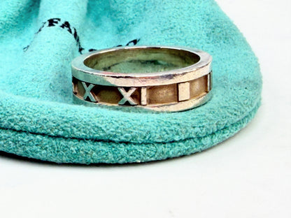 Tiffany 7.0mm Atlas Ring 1995 Sterling Silver Roman Sz7 JR1427