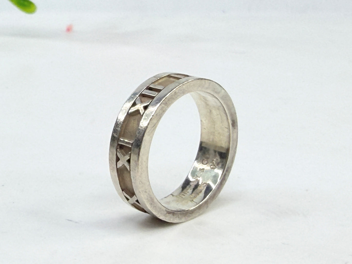 Tiffany 7.0mm Atlas Ring 1995 Sterling Silver Roman Sz7 JR1427