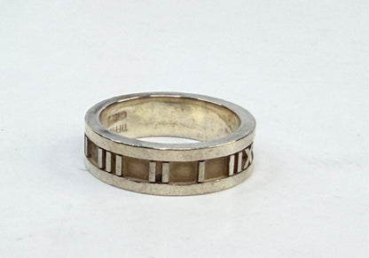 Tiffany 7.0mm Atlas Ring 1995 Sterling Silver Roman Sz7 JR1427