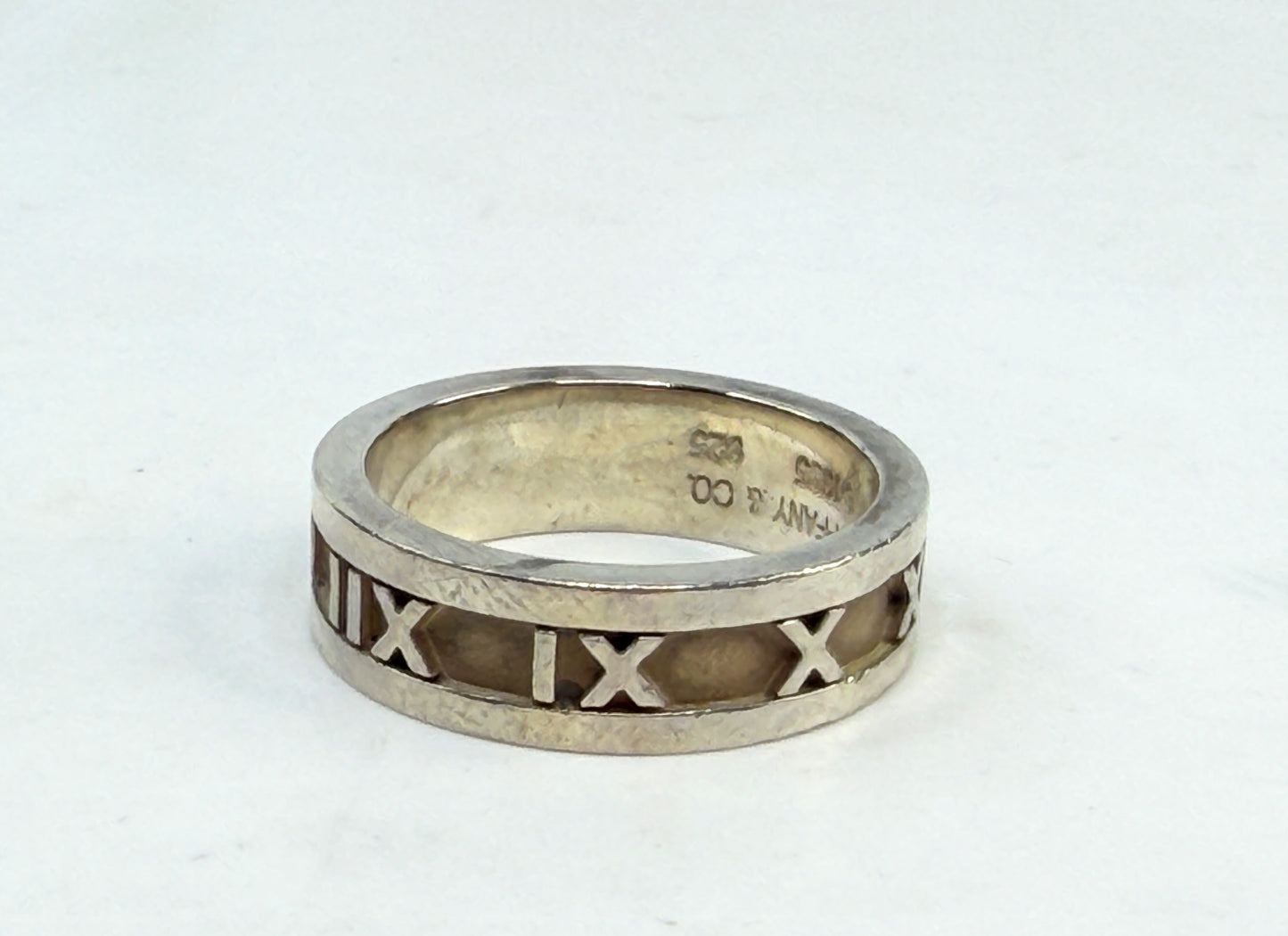 Tiffany 7.0mm Atlas Ring 1995 Sterling Silver Roman Sz7 JR1427