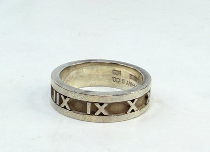 Tiffany 7.0mm Atlas Ring 1995 Sterling Silver Roman Sz7 JR1427