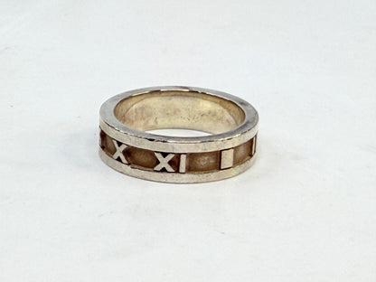 Tiffany 7.0mm Atlas Ring 1995 Sterling Silver Roman Sz7 JR1427