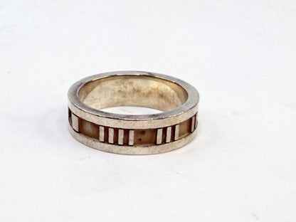 Tiffany 7.0mm Atlas Ring 1995 Sterling Silver Roman Sz7 JR1427
