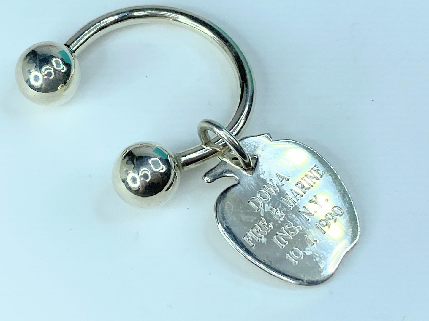 Vintage Tiffany & Co. Sterling Silver Apple Keychain screw on knob w/ Pouch GS82