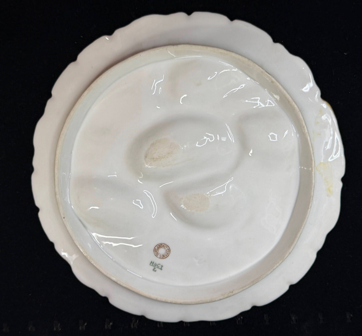 Antique Haviland Limoges Turkey Oyster Plate Raspberry Pink Gold A1240