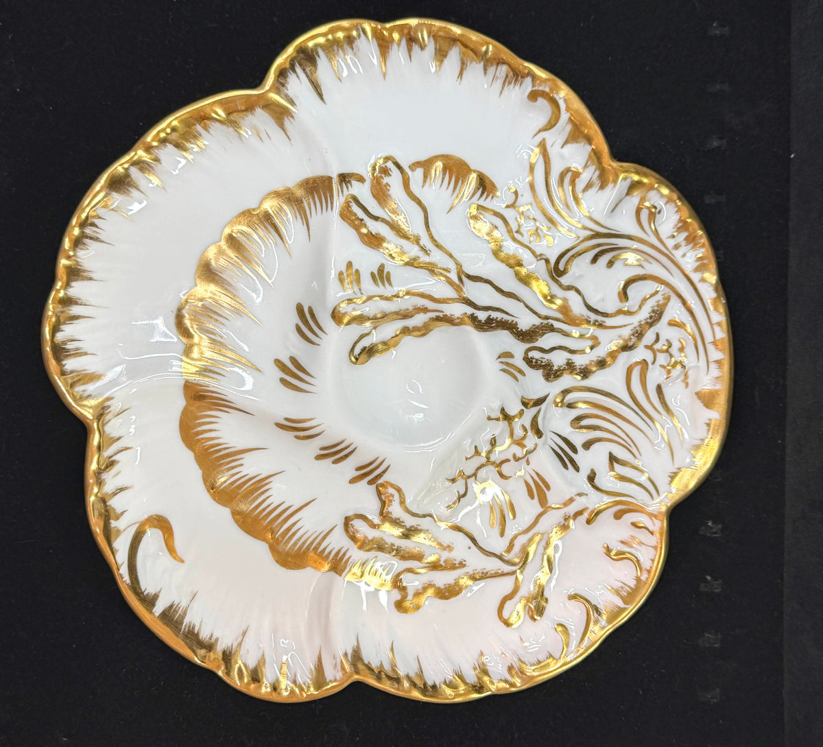 Antique CFH GDM Limoges France Heavy Gold Gilt Oyster Plate 8.75" A1241