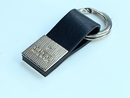 Gucci black Leather silvertone Keyring with original seal and box GS296
