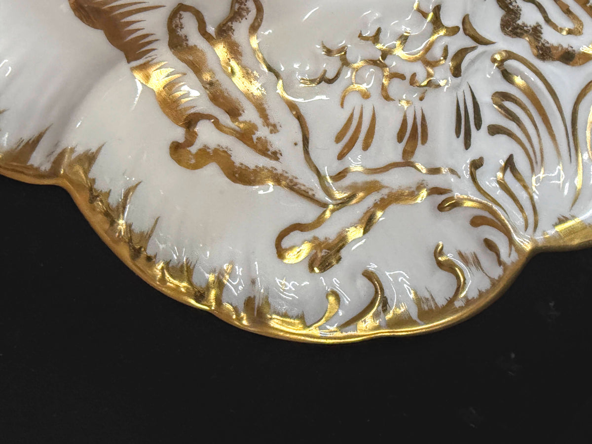 Antique CFH GDM Limoges France Heavy Gold Gilt Oyster Plate 8.75" A1241