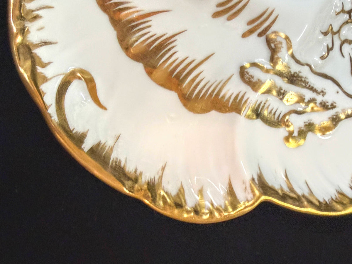 Antique CFH GDM Limoges France Heavy Gold Gilt Oyster Plate 8.75" A1241