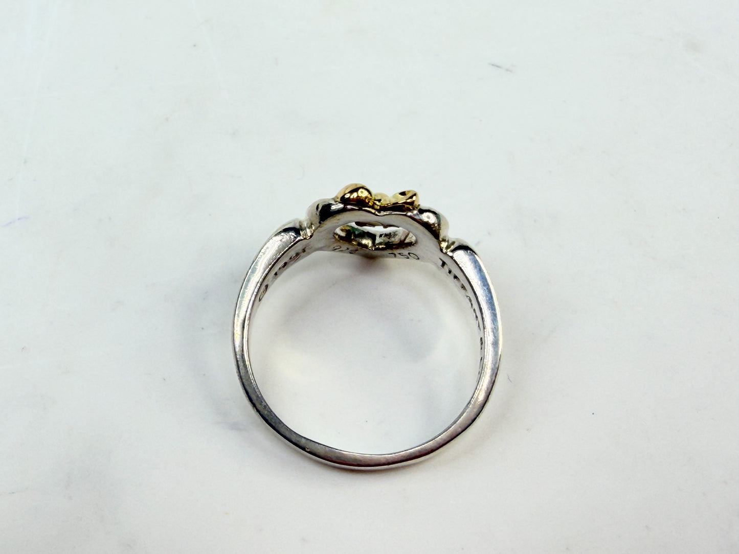 Tiffany & Co. Elsa Peretti Sterling 18K Heart Bow Ring sz7 JR1417