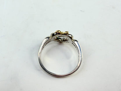 Tiffany & Co. Elsa Peretti Sterling 18K Heart Bow Ring sz7 JR1417