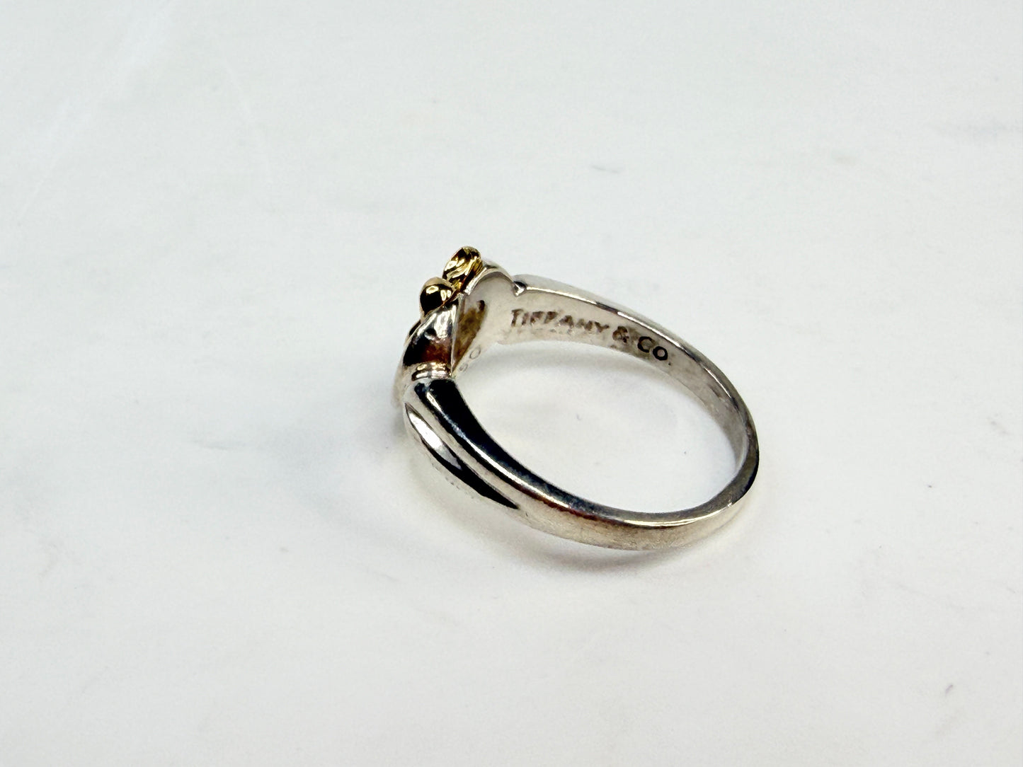 Tiffany & Co. Elsa Peretti Sterling 18K Heart Bow Ring sz7 JR1417