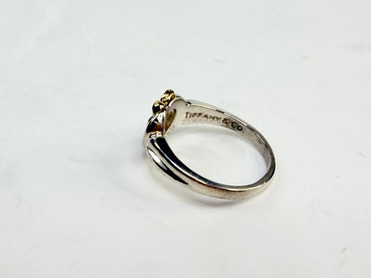 Tiffany & Co. Elsa Peretti Sterling 18K Heart Bow Ring sz7 JR1417