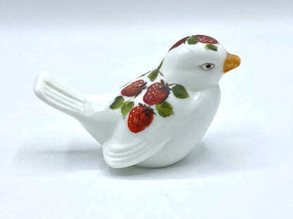 Fenton Summer breeze Strawberry Robin milk glass bird by Laureen Piper