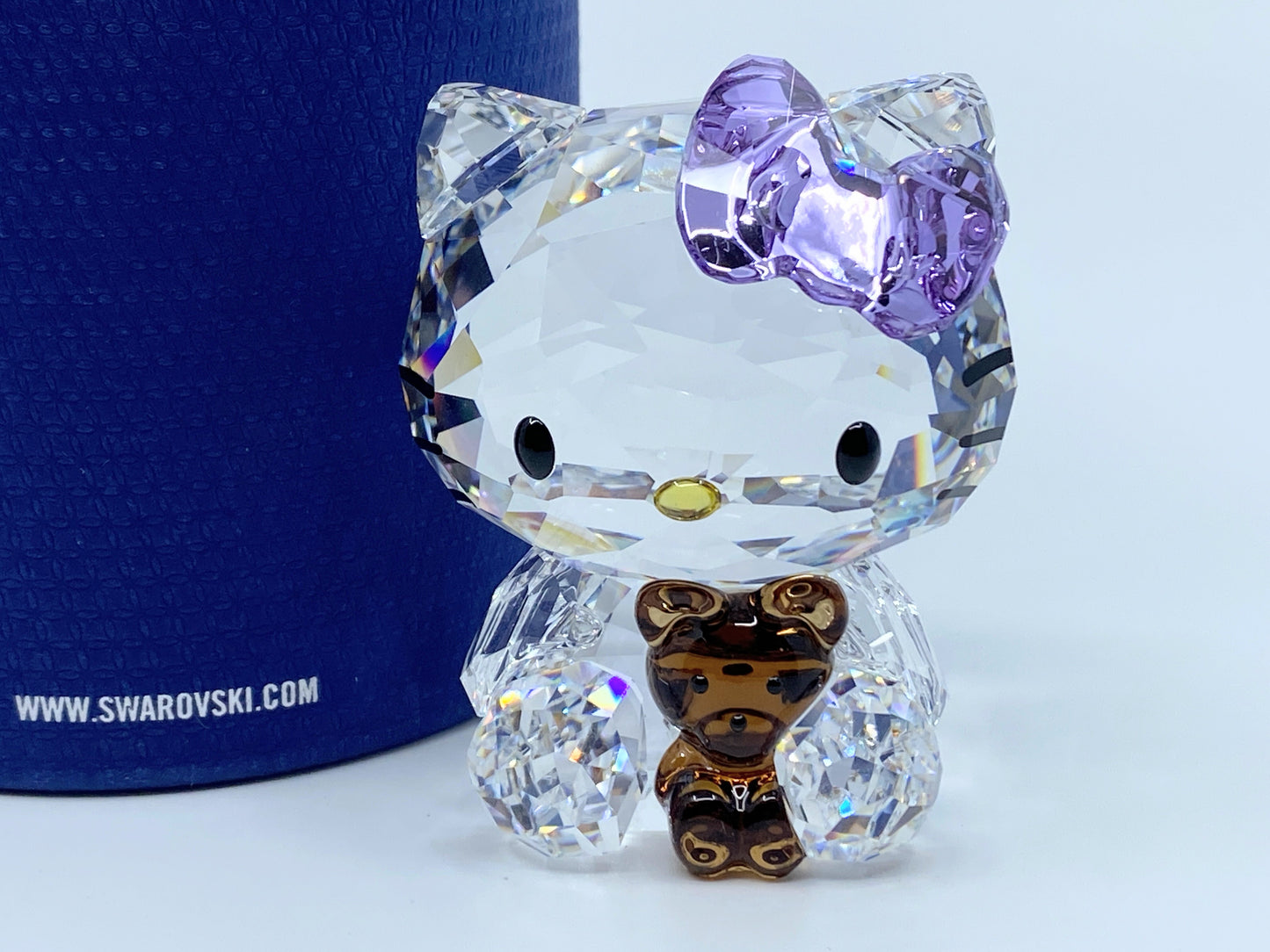 Swarovski Purple Bow Brown Bear Hello Kitty Figurine mint in box S141
