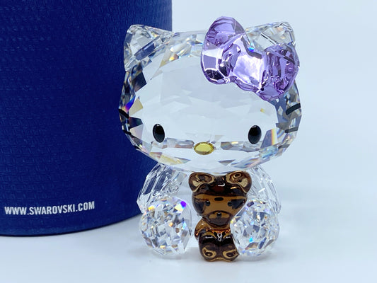 Swarovski Purple Bow Brown Bear Hello Kitty Figurine mint in box S141