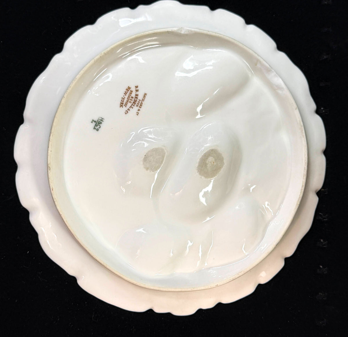 Antique Haviland Limoges Oyster Plate Red Roses Gold Gilt D.B. Bedell 8.785"A124